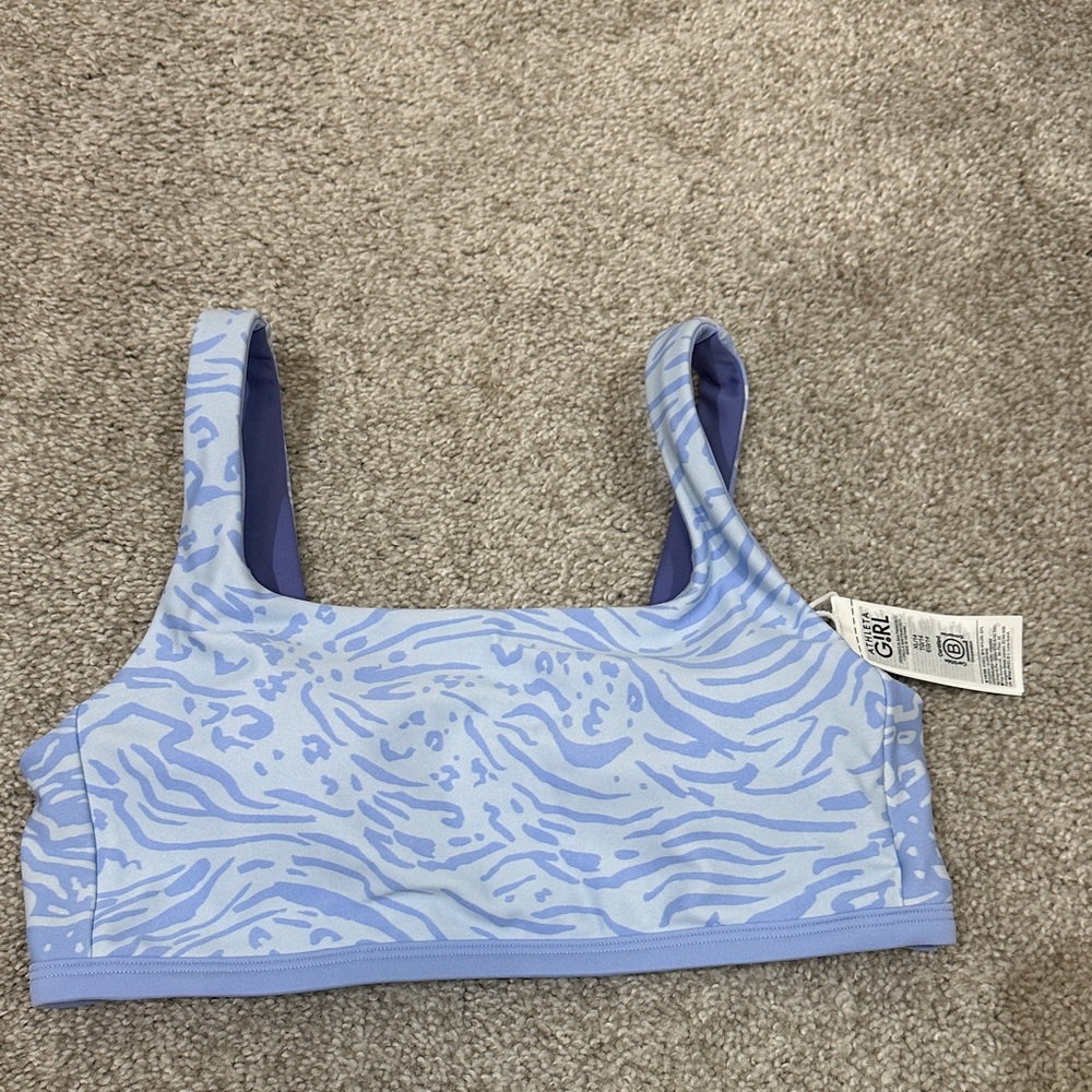 Athleta Light Blue Patterned Sports Bra Girls XL14